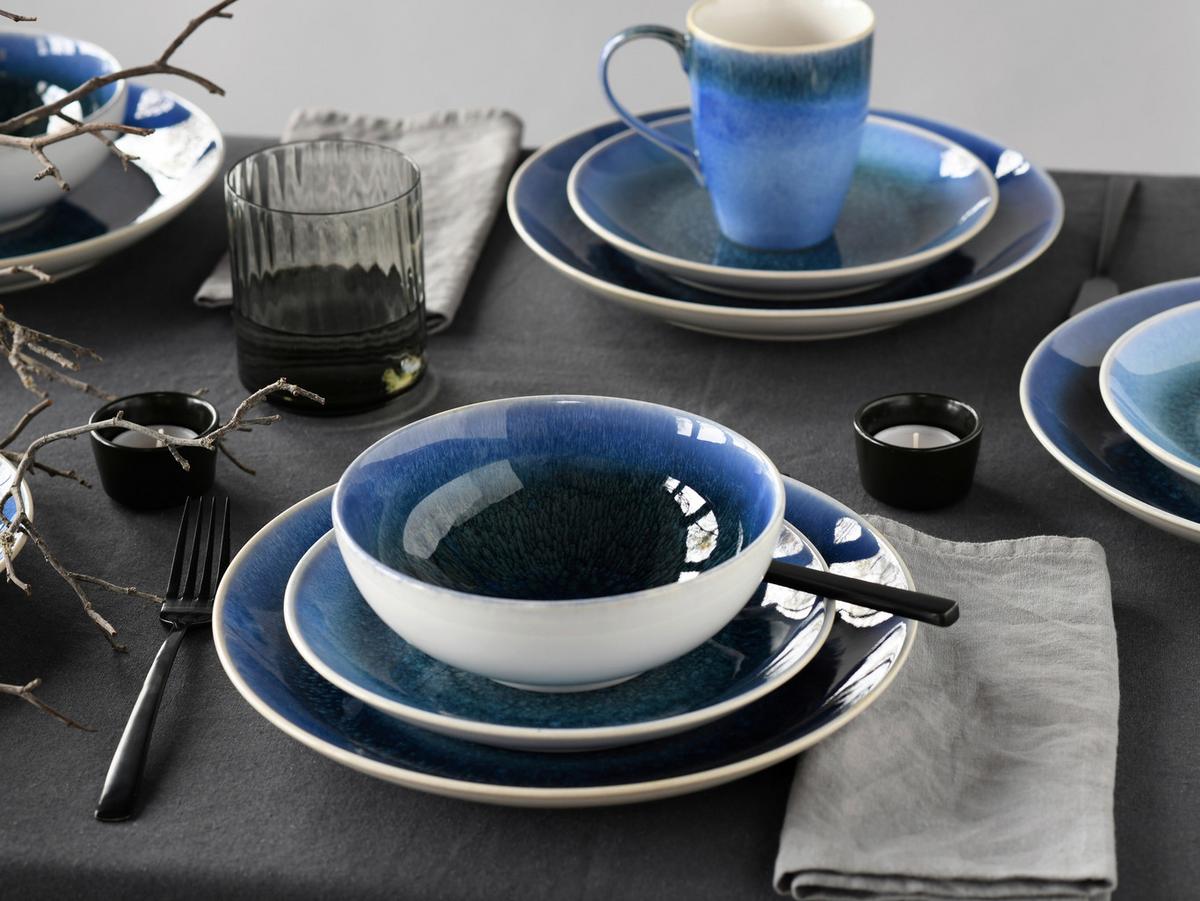 Kombinirani Servis Caldera Blau, 16-Delni - modra/bela, Basics, keramika - Creatable
