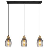 Hängeleuchte Reid Grau/Schwarz max. 15 Watt - Schwarz/Grau, Basics, Glas/Kunststoff (55/10/120cm) - Globo