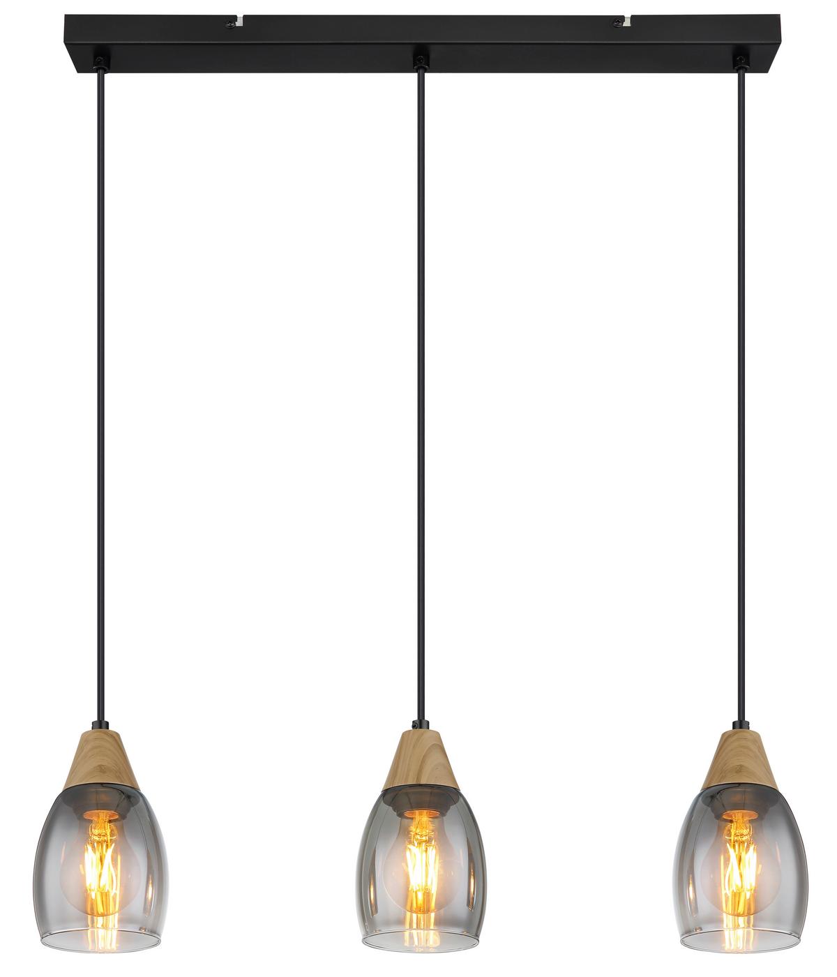 Hängeleuchte Reid Grau/Schwarz max. 15 Watt - Schwarz/Grau, Basics, Glas/Kunststoff (55/10/120cm) - Globo
