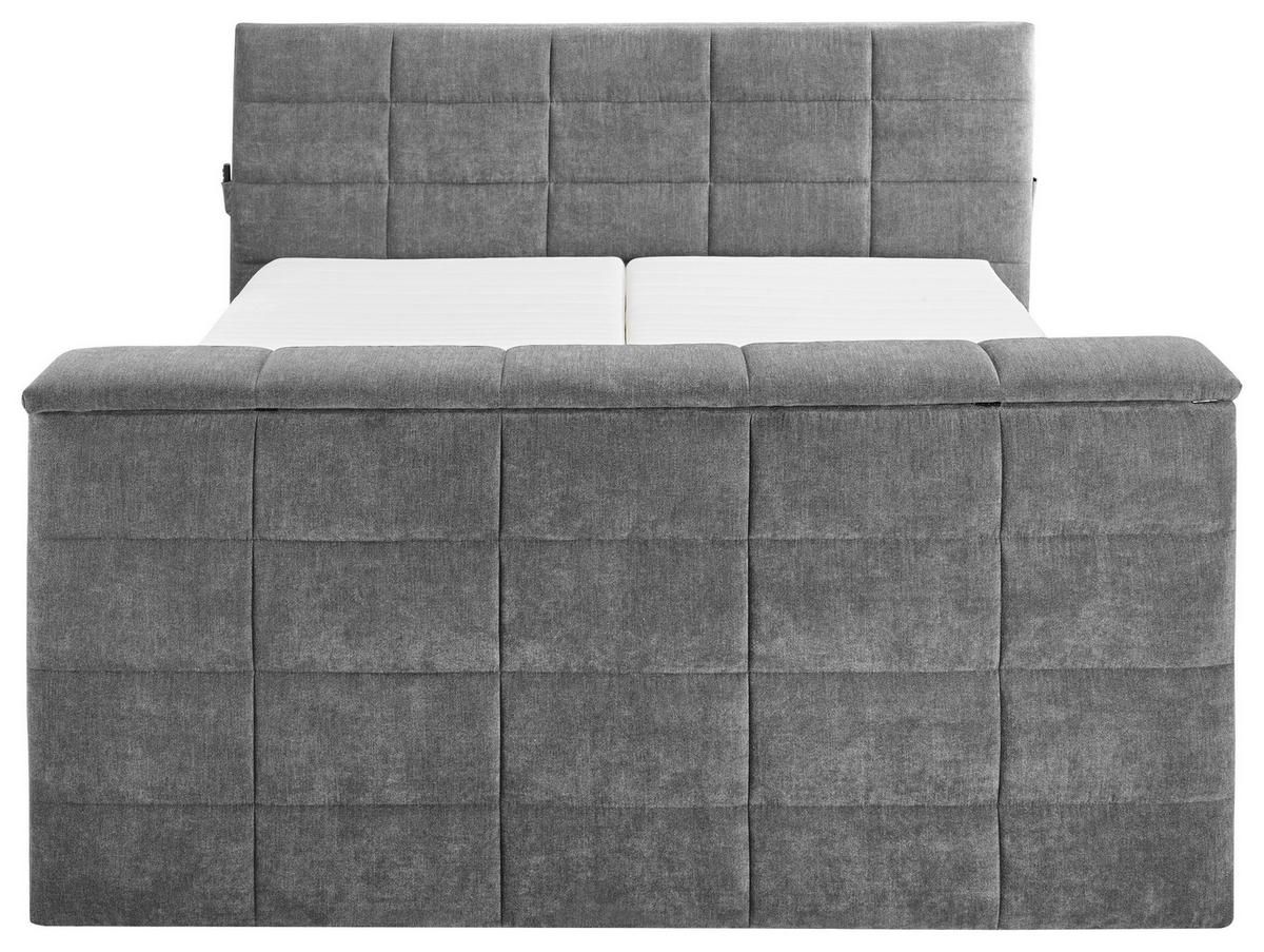 Boxspringbett Denver Grau ca. 180x200 cm mit Topper - Grau, KONVENTIONELL, Textil (180/200cm) - Carryhome