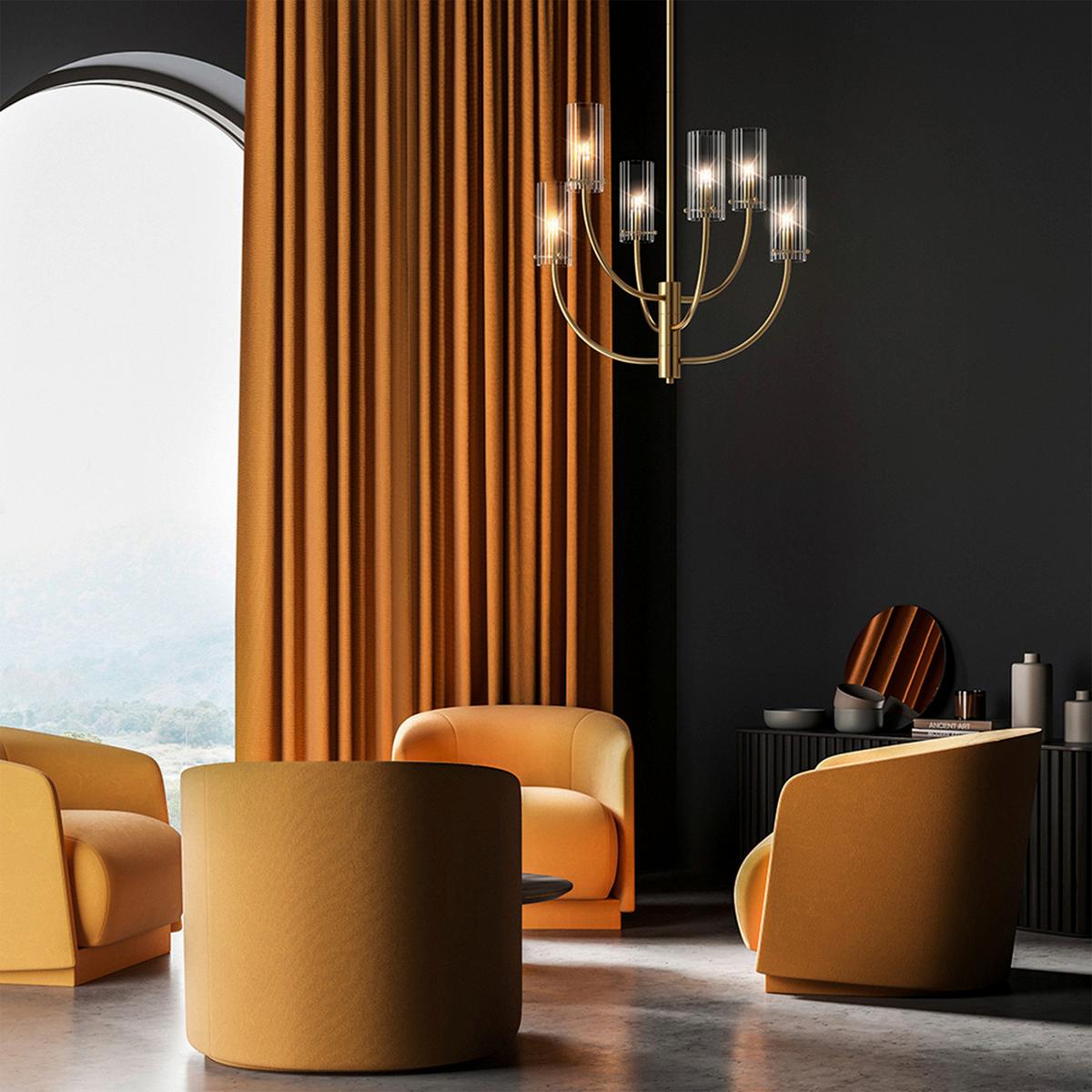 Kronleuchter Arco Messingfarben max. 40 Watt - Messingfarben, Trend, Glas/Metall (61/44,7/61cm) - MAYTONI