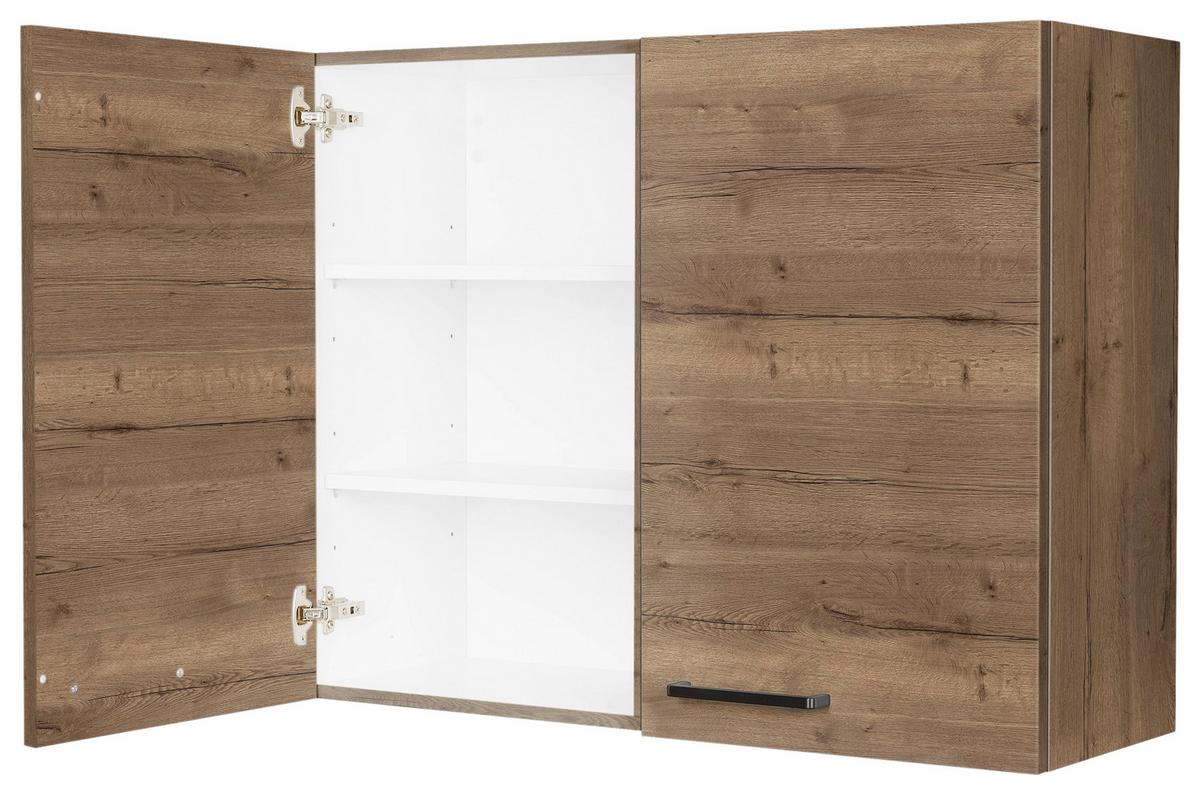 Küchenoberschrank Structura Eiche dunkel - Eiche dunkel/Schwarz, MODERN, Holzwerkstoff/Metall (90/72/35cm) - Nobilia