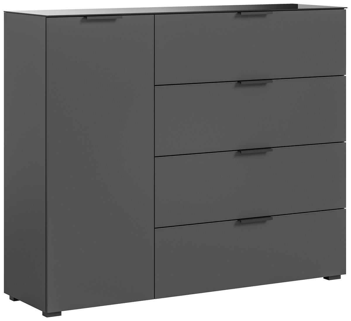 Kommode Ray ca. 135x112 cm Anthrazit - Anthrazit, Design, Glas/Holzwerkstoff (135/112/40cm) - Livetastic