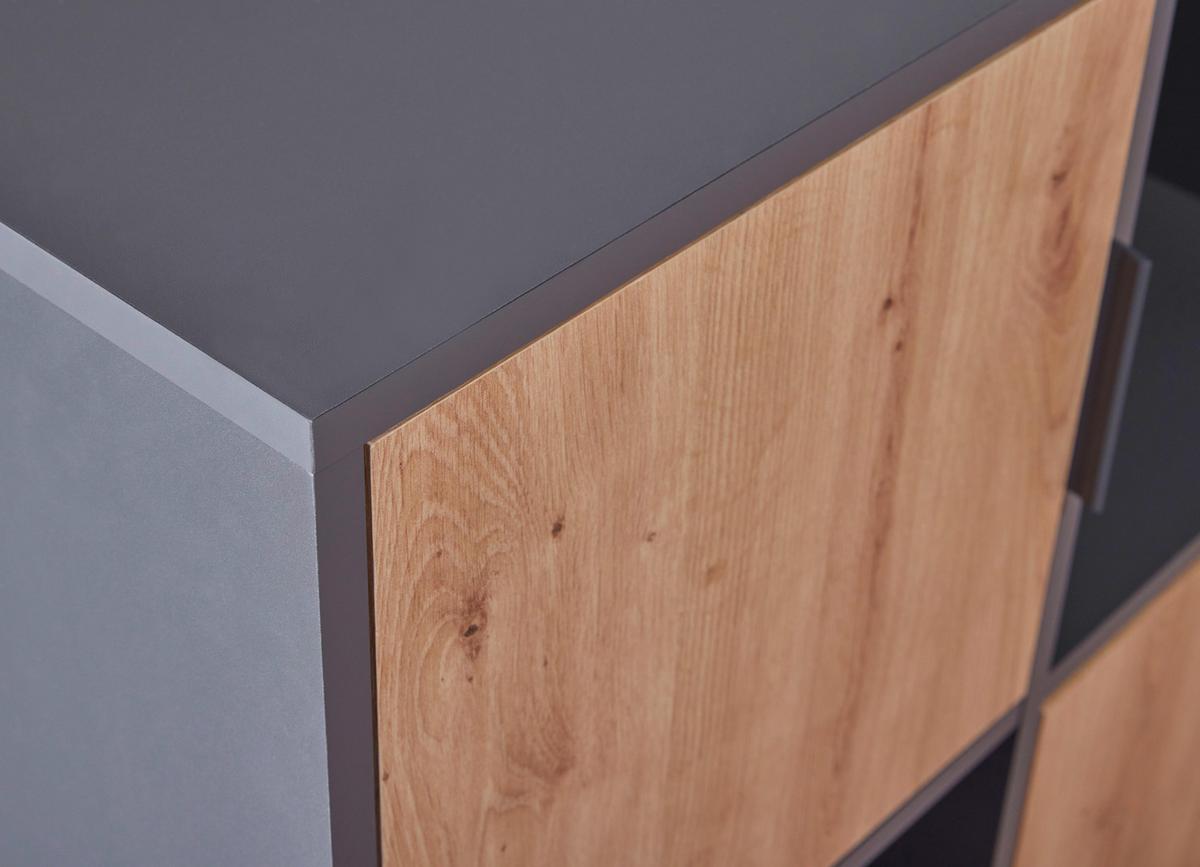 Regal Pepeto 5T ca. 77x185x30cm Anthrazit/Eiche - Anthrazit/Eiche Artisan, Design, Holzwerkstoff (77/185/30cm) - Livetastic