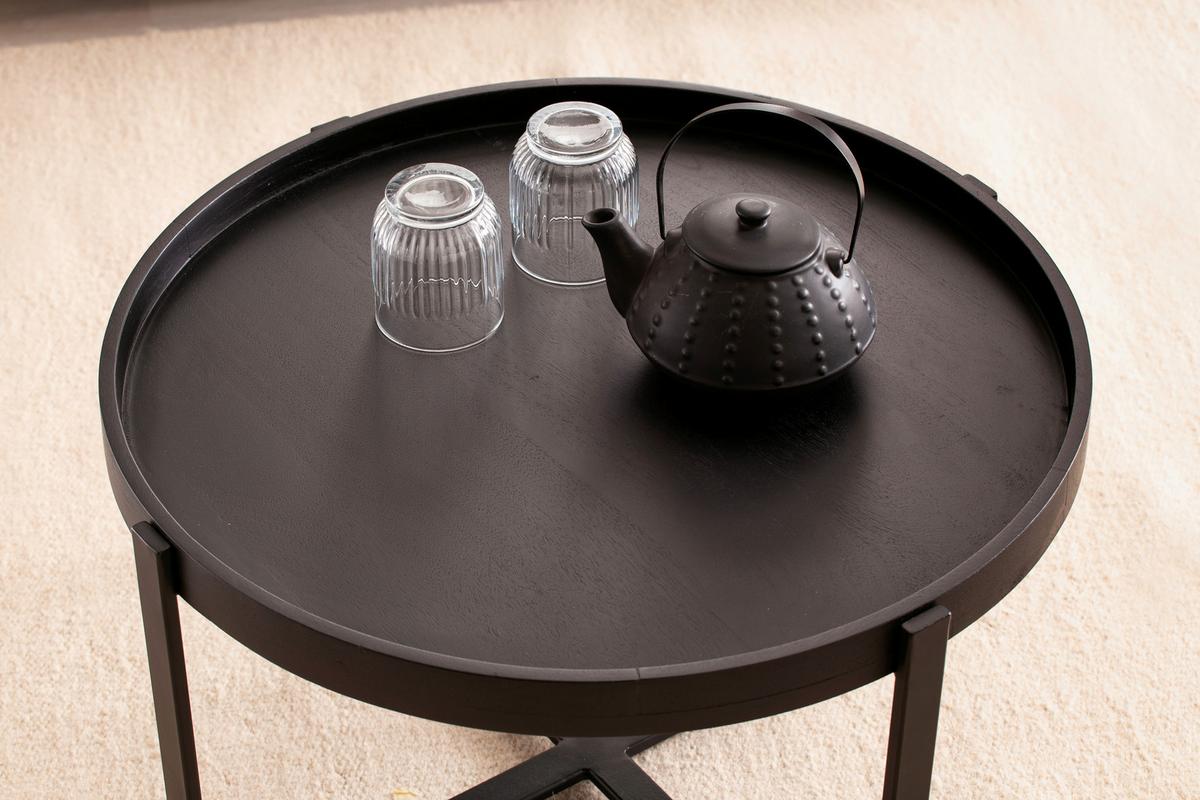 TABLE BASSE WL6.803 - noir, Design, métal/bois (60/60/35cm) - MID.YOU