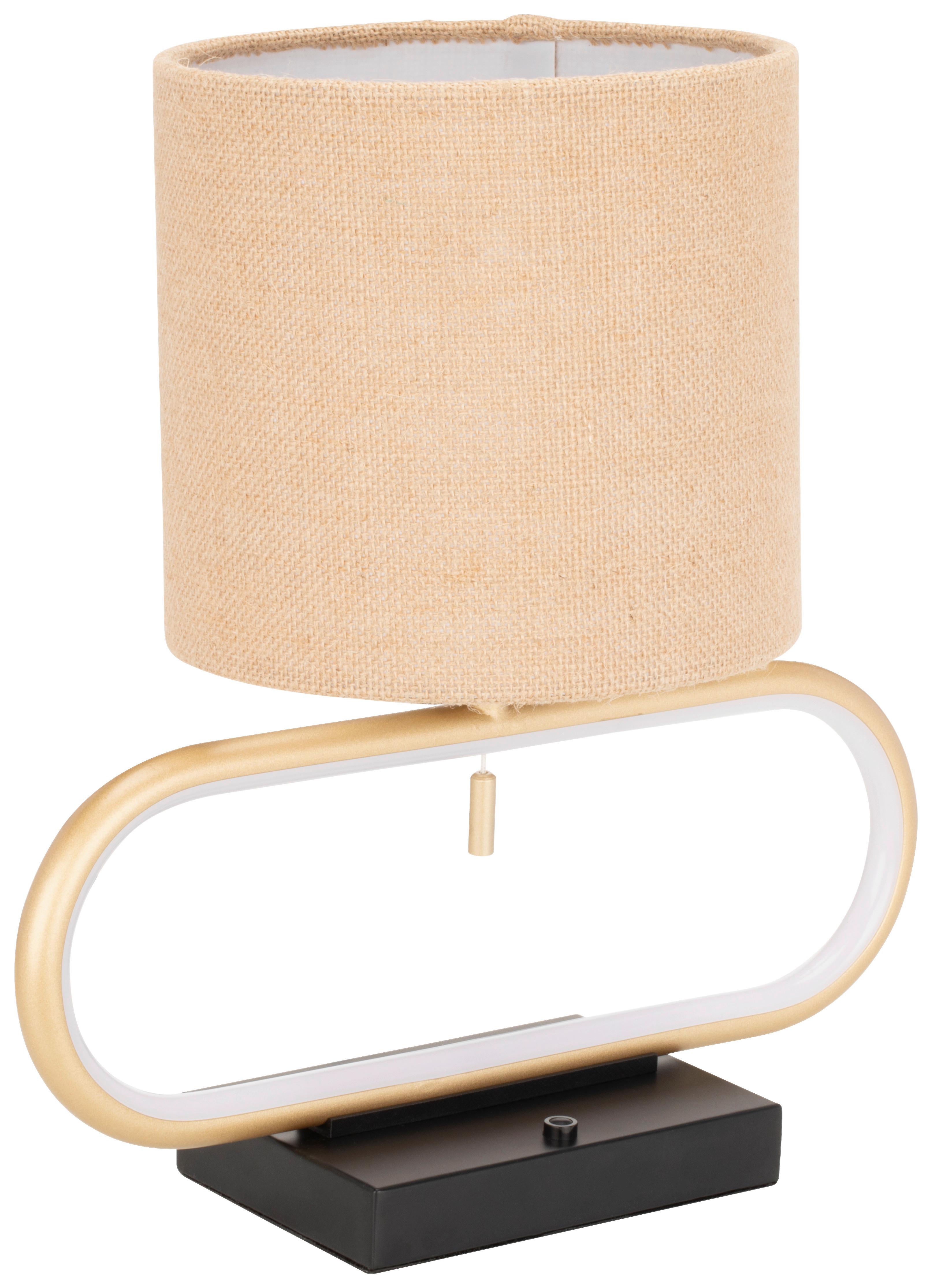 LED-Tischleuchte Fizu Naturfarben max. 6 Watt - Goldfarben/Naturfarben, MODERN, Textil/Metall (27,5/18/30cm) - Modern Living