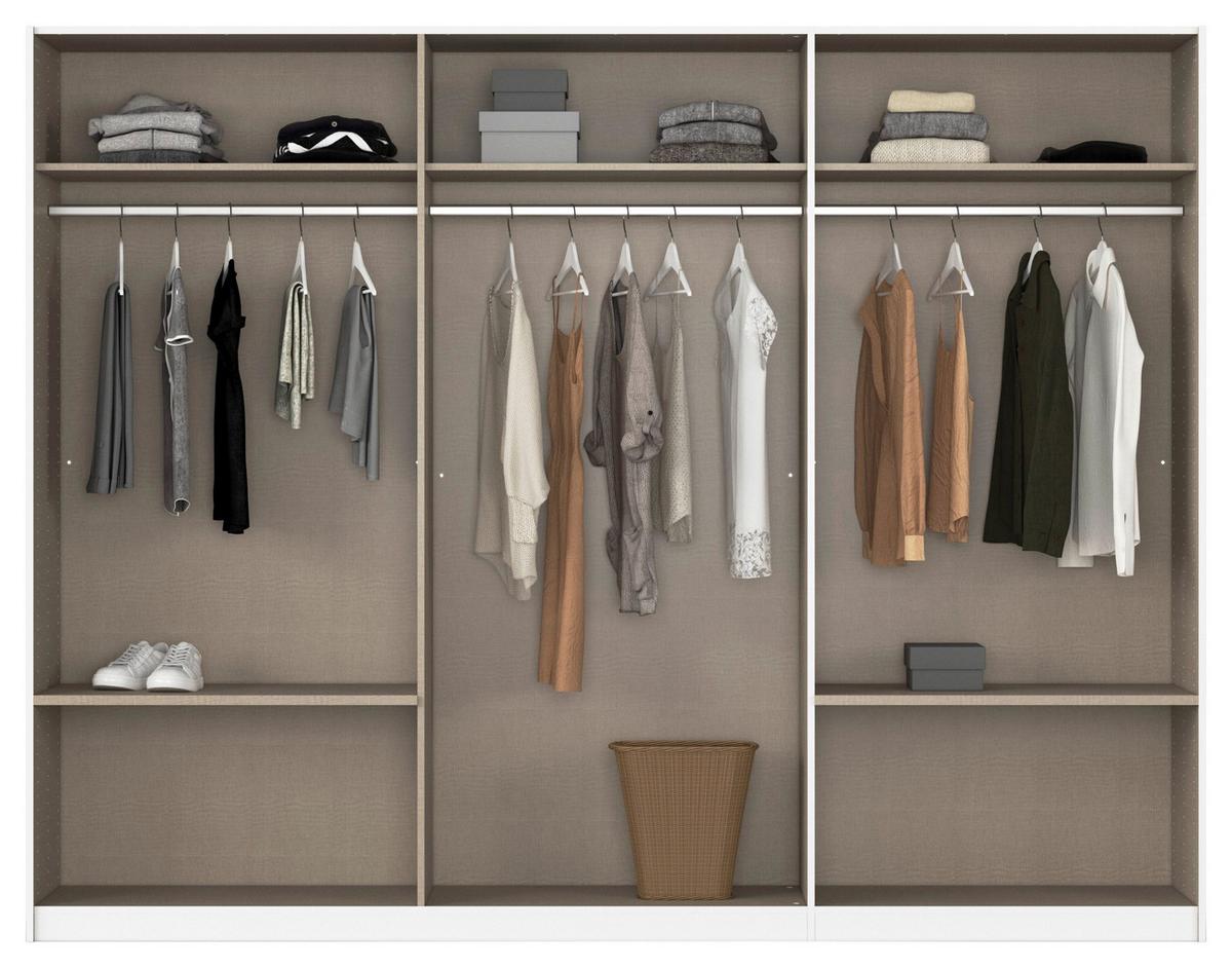 Schwebetürenschrank Elara in Weiß - Weiß, KONVENTIONELL, Holzwerkstoff/Kunststoff (271/210/62cm) - Premium Living