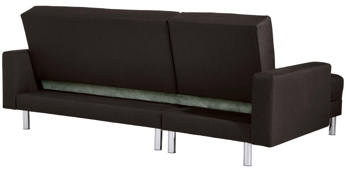 ECKSCHLAFSOFA JUST FASHION - Chromfarben/Dunkelbraun, KONVENTIONELL, Textil/Metall (152/230cm) - Max Winzer