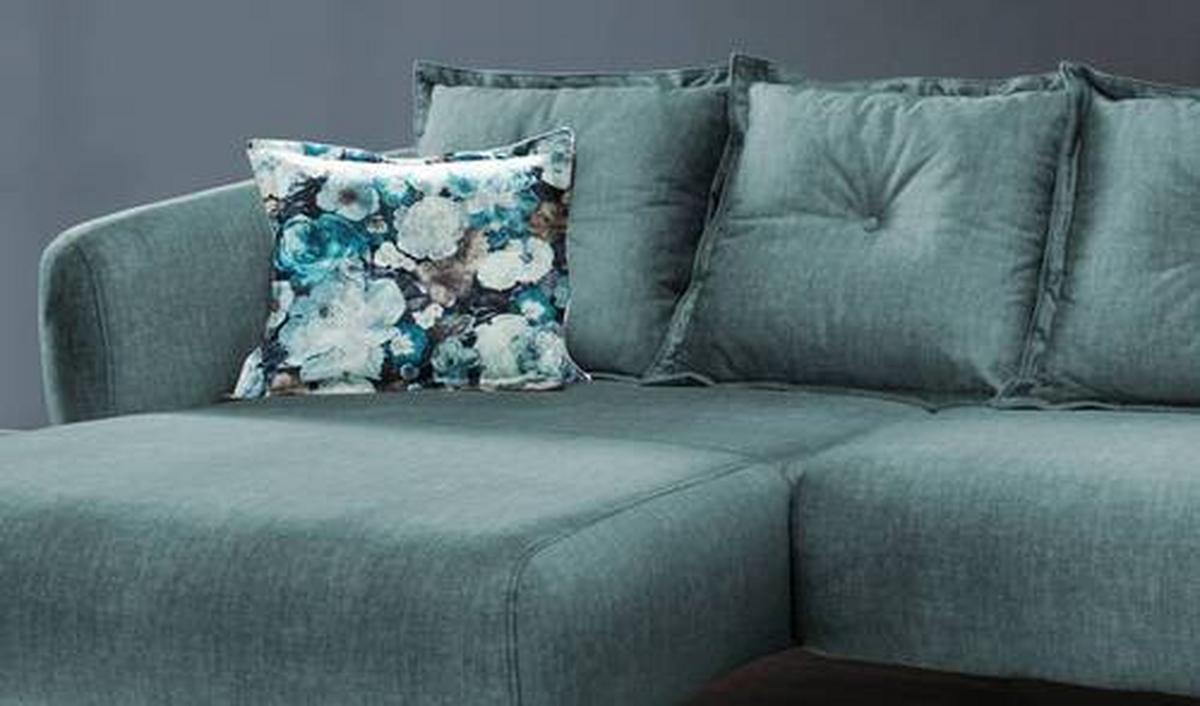 Wohnlandschaft Baggio Blau Velours - Blau/Multicolor, MODERN, Holz/Textil (162/277cm) - Livetastic