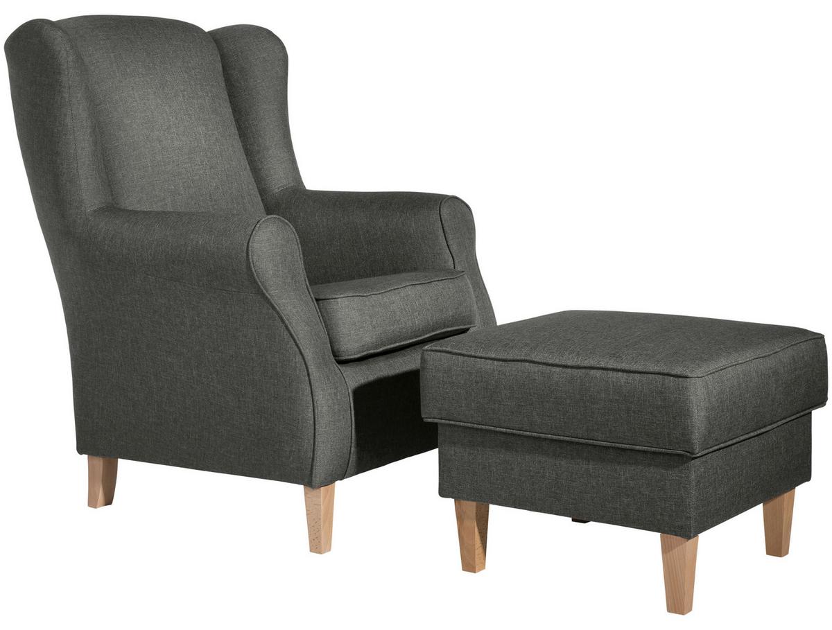 Hocker Lorris Anthrazit Flachgewebe - Anthrazit/Buchefarben, MODERN, Textil (53/45/53cm) - Max Winzer