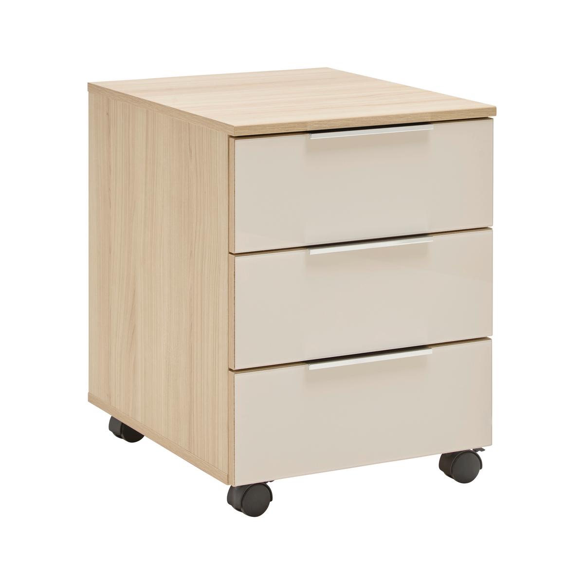 Rollcontainer Siena Eichefarben - Chromfarben/Eichefarben, MODERN, Holzwerkstoff/Metall (40/61/55cm) - Mömax