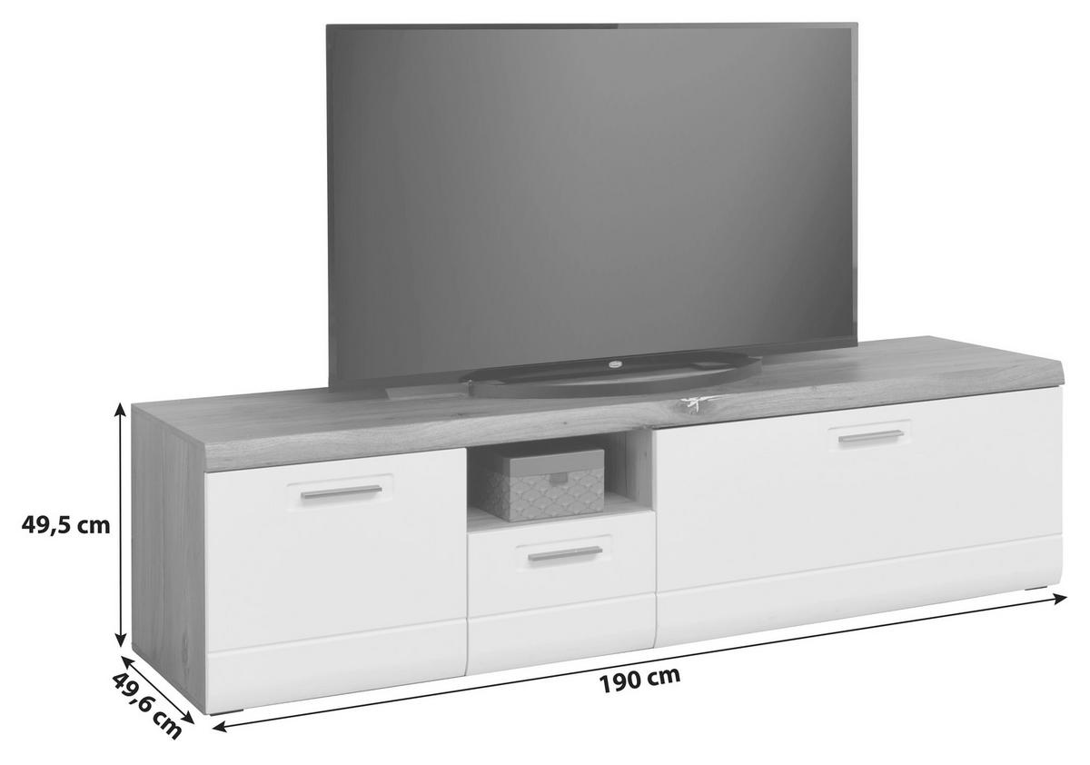 Tv-element Auris, Bela, Barva Hrasta - bela, Moderno, umetna masa/leseni material (190/50/50cm) - Mömax