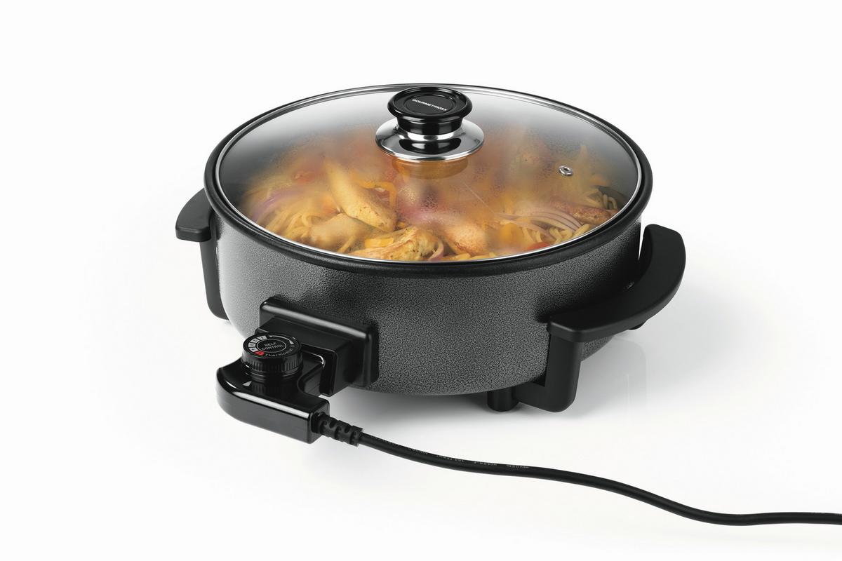 ELEKTRISCHE PFANNE GOURMETMAXX - Schwarz, Basics, Glas/Kunststoff (34/18/32cm) - GOURMETMAXX