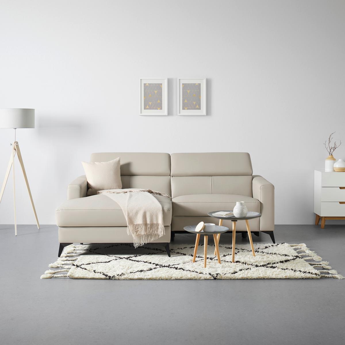 Sarokkanapé Bari - bézs, Konventionell, bőr/textil (102-163/75-95/214cm) - Mömax