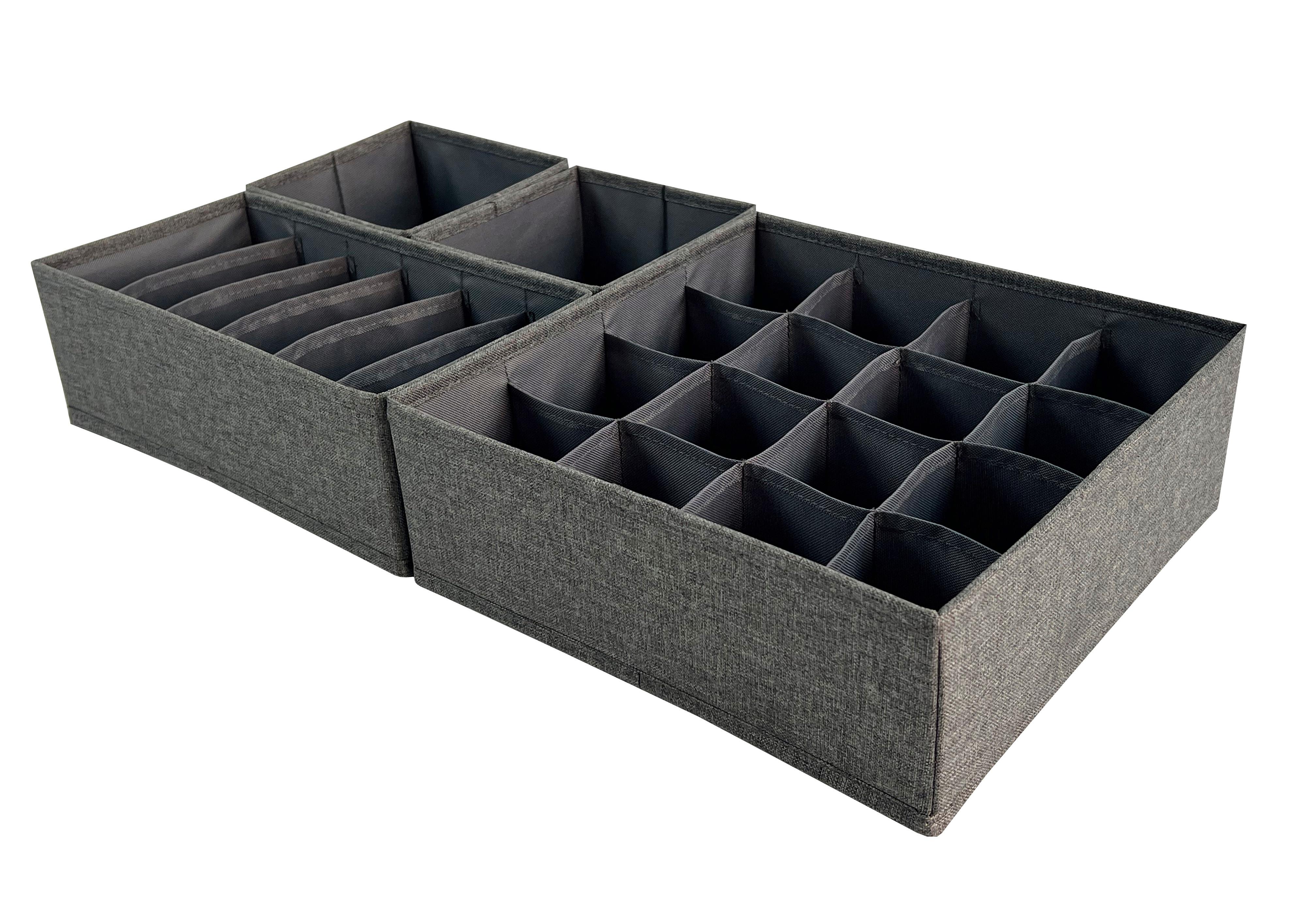 Set de cutii pentru depozitare Ludwig - gri închis, Modern, hârtie/textil - Mömax