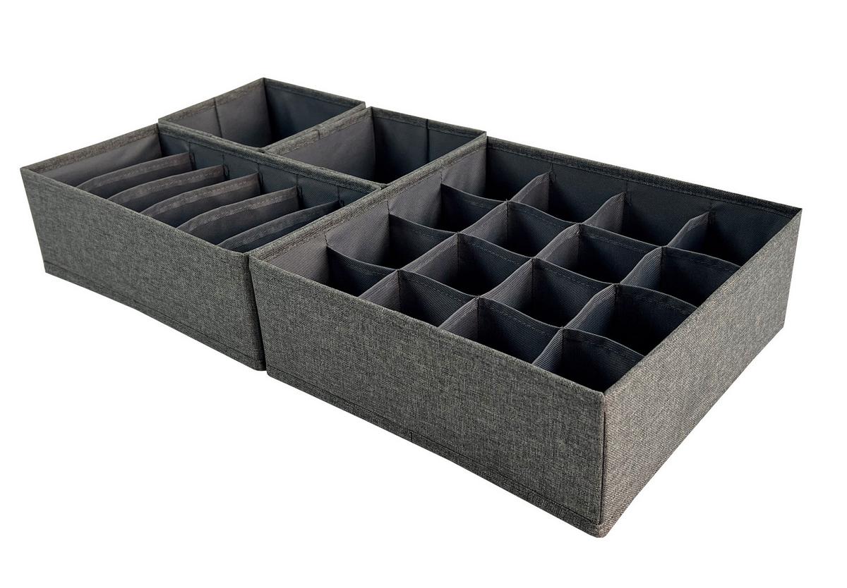 Set de cutii pentru depozitare Ludwig - gri închis, Modern, hârtie/textil - Mömax