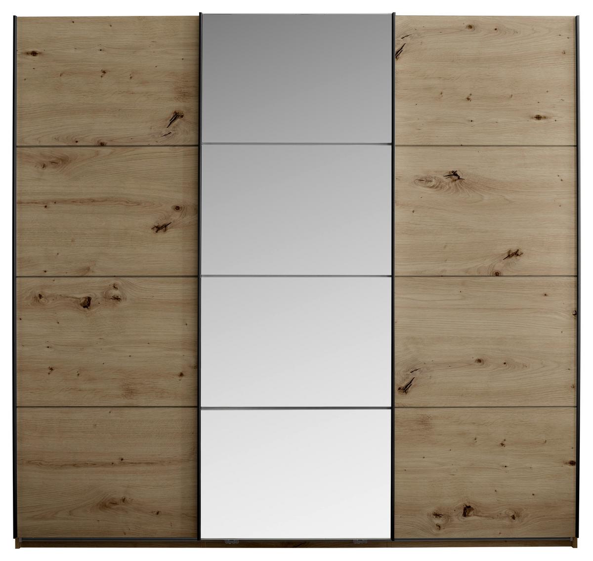 Dulap cu uși culisante CARANO - stejar Artisan, Konventionell, sticlă/material pe bază de lemn (215/204/63cm) - Modern Living