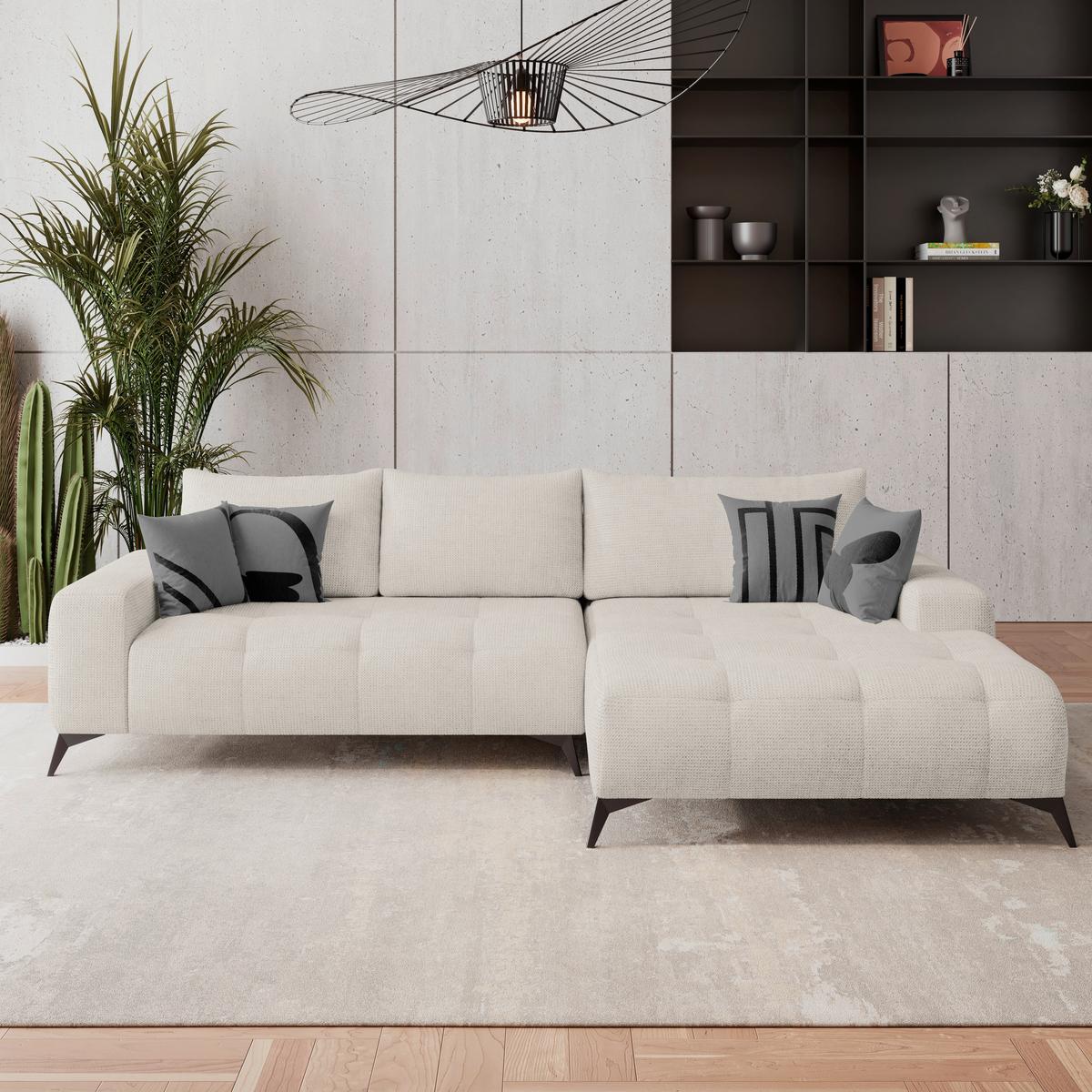 Kutna Garnitura Mauro - boje sedefa/crna, Trend, tekstil/metal (290/175cm) - Luca Bessoni