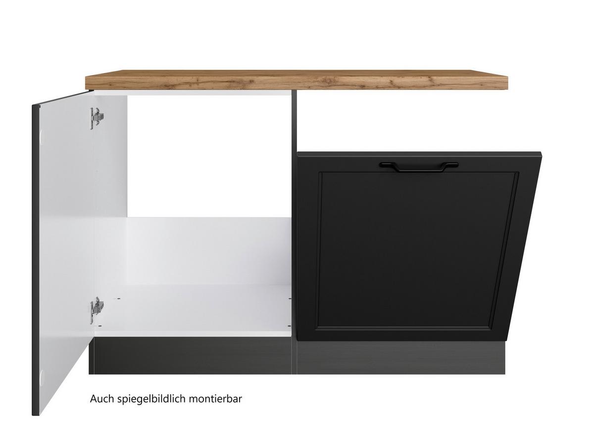 Spülenunterschrank Meran ca. 120x86x60 Grau/Eiche - Eiche Wotan/Schwarz, LIFESTYLE, Holzwerkstoff/Metall (120/86/60cm) - Held