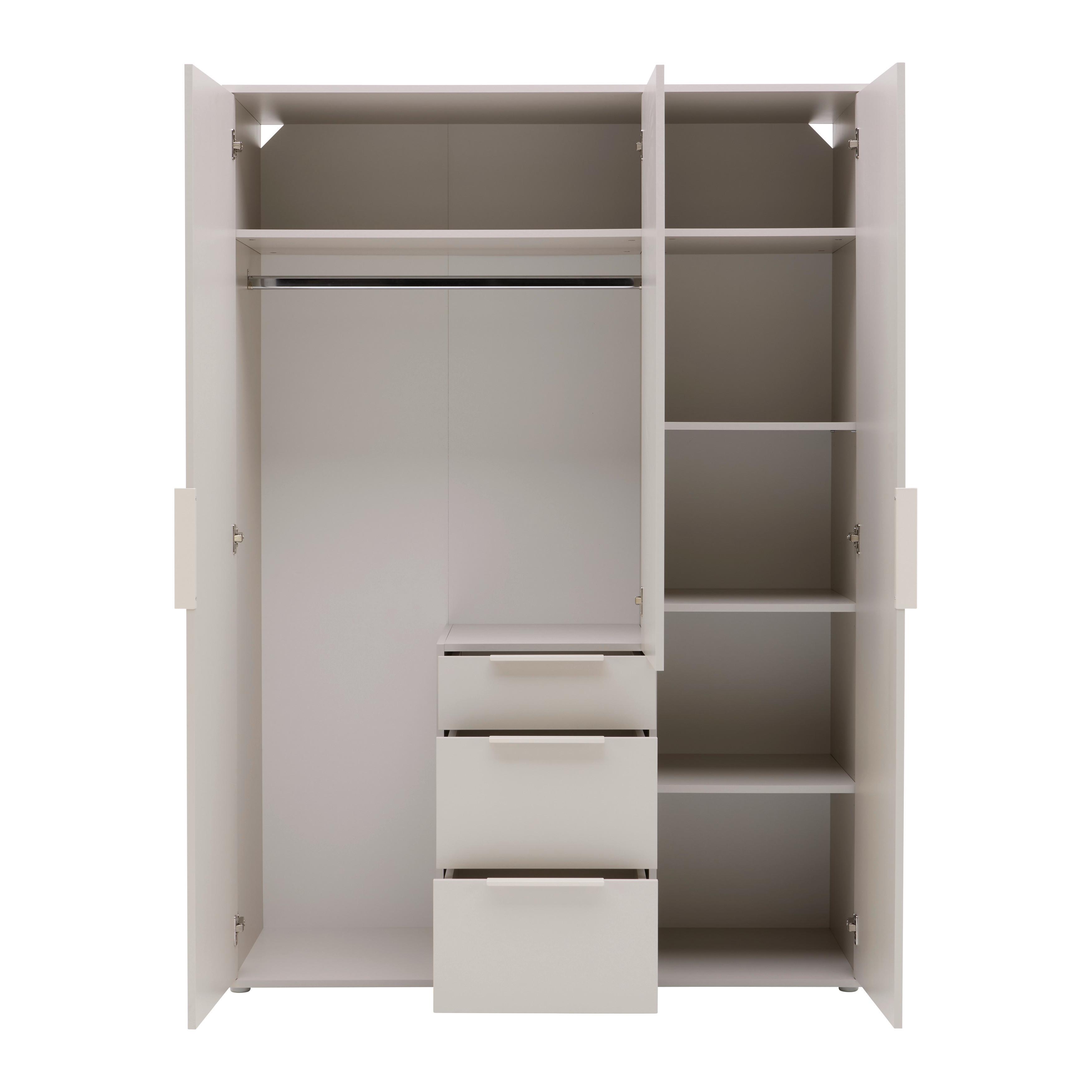GARDEROB MED GÅNGJÄRNSDÖRRAR DUNE 5 -EXKLUSIV- - kashmir, Modern, metall/trämaterial (135/197/55cm) - Mömax