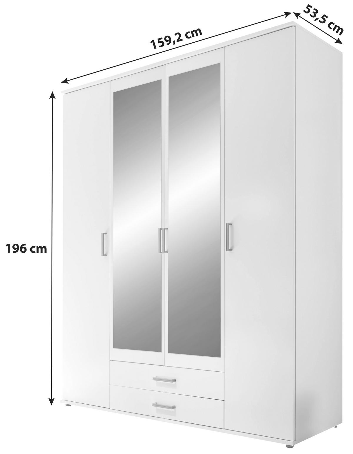 Omara Za Oblačila Karl, Bela, 160 Cm - srebrne barve/bela, Design, steklo/leseni material (159,2/196/53,5cm) - P & B