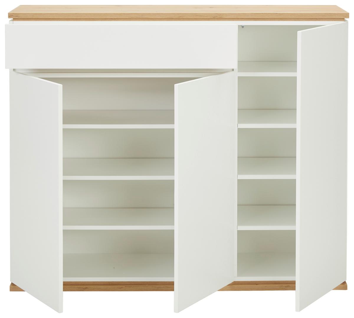 SZAFKA NA BUTY YAMAEL - biały/czarny, Design, materiał drewnopochodny/tworzywo sztuczne (135/112/38cm) - Xora