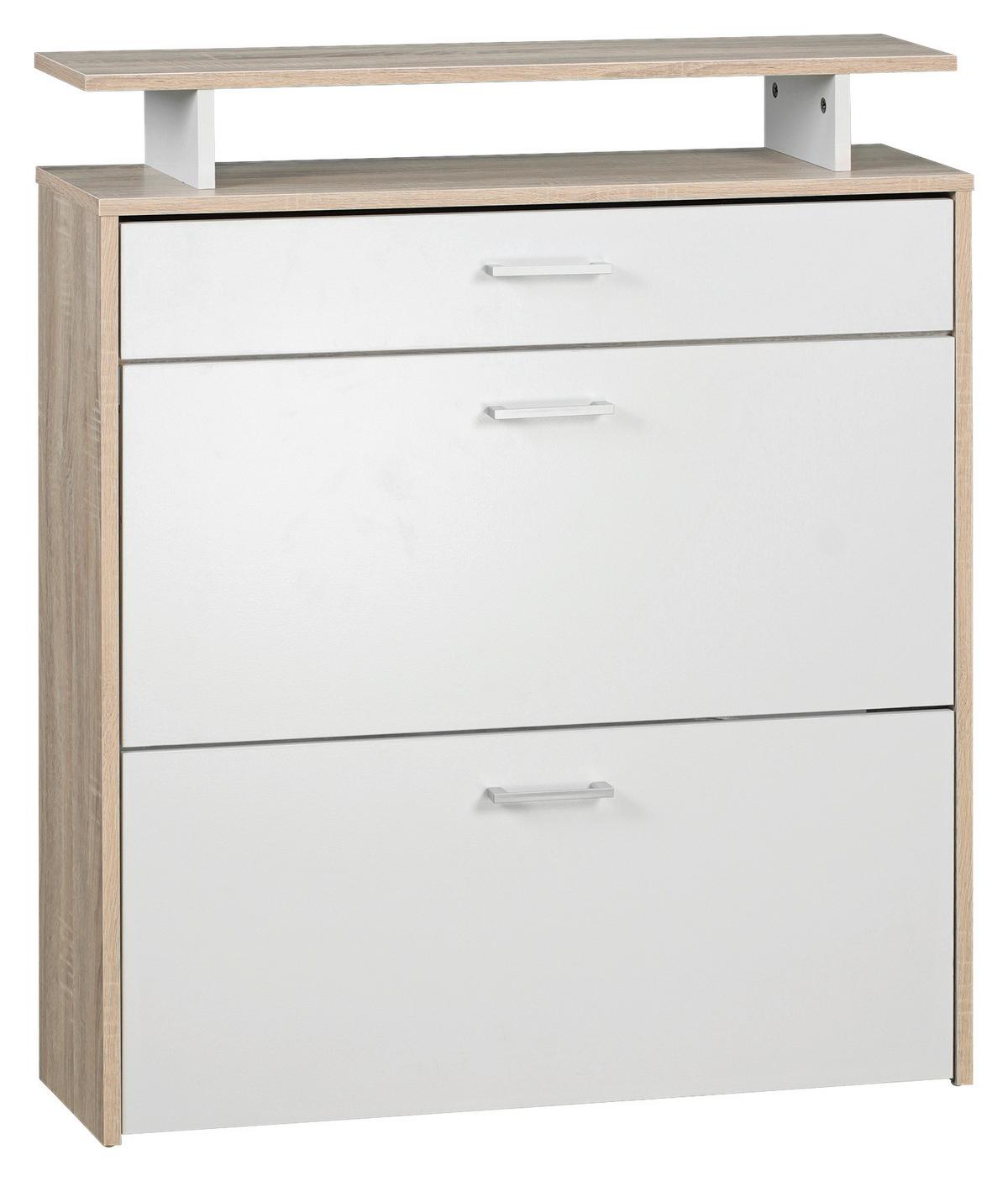 Schuhkipper "WL1.794", weiss/braun - Silberfarben/Weiß, KONVENTIONELL, Holzwerkstoff/Kunststoff (80/95/24cm) - MID.YOU