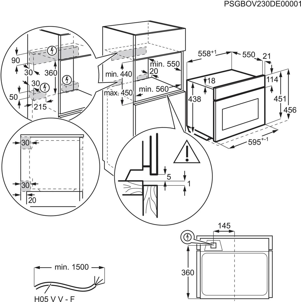 Kompaktbackofen NKK8N621B - Schwarz, Metall (59,5/45,5/56,7cm) - AEG