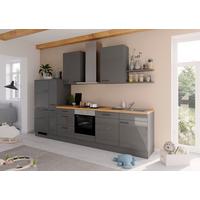 Küchenblock IBZ ohne Geräte ca. 330 cm Dunkelgrau - Eichefarben/Graphitfarben, Design, Holzwerkstoff/Metall (330cm) - Impuls