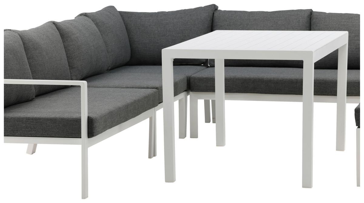 DINING-LOUNGESET RAMOS - Weiß/Grau, KONVENTIONELL, Textil/Metall - Gardenson