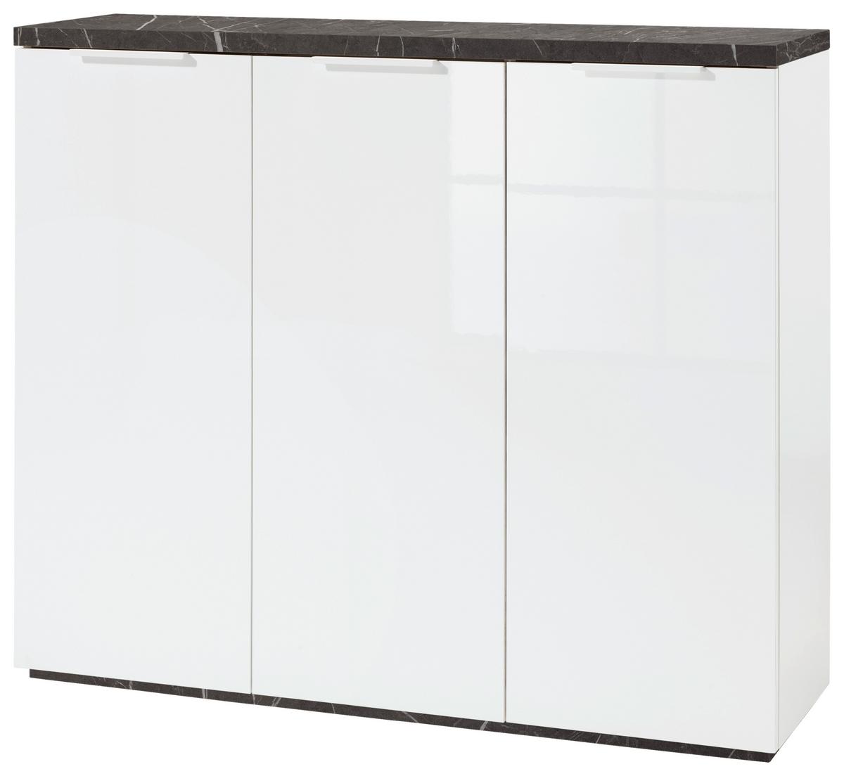 Cipősszekrény Mundi - fehér/szürke, Modern, faalapú anyag/fém (120/102/35cm) - Premium Living