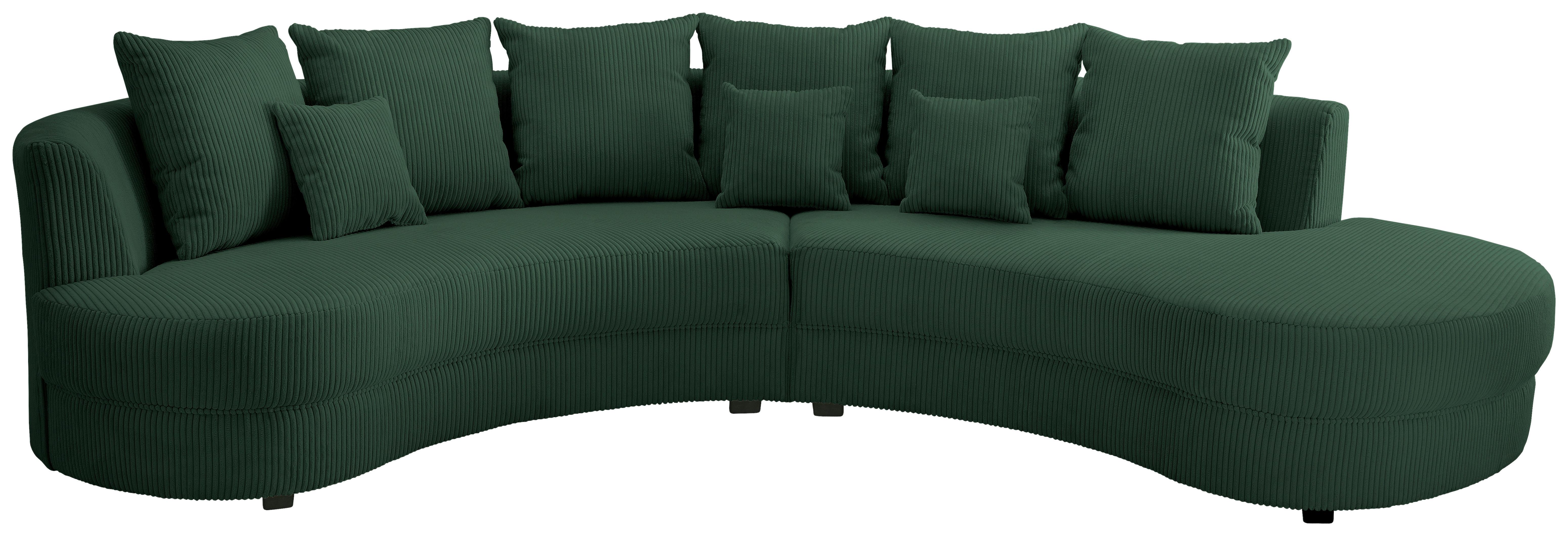 Wohnlandschaft Limoncello Moosgrün Cord - Dunkelgrün/Schwarz, Design, Kunststoff/Textil (300/160cm) - Livetastic