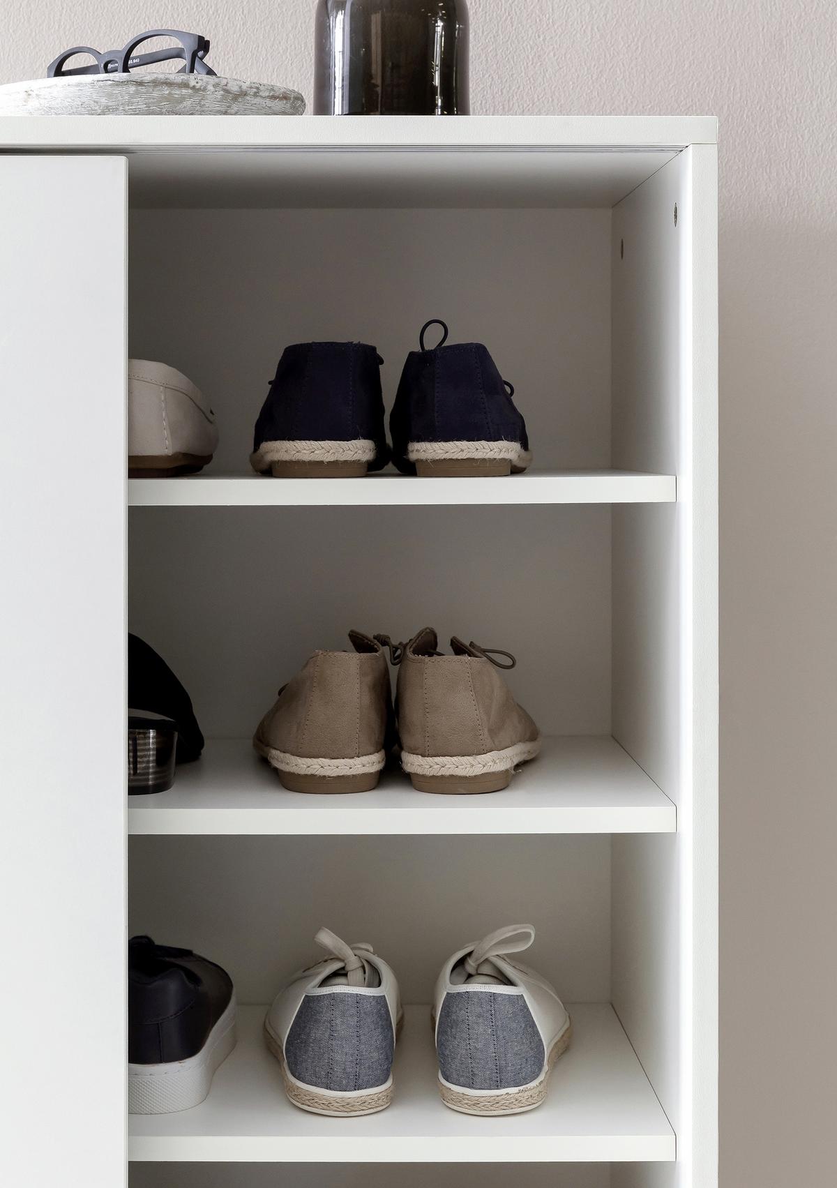 Schuhschrank "WL5.712", weiss - Silberfarben/Weiß, KONVENTIONELL, Holzwerkstoff/Kunststoff (100/108/37,5cm) - MID.YOU