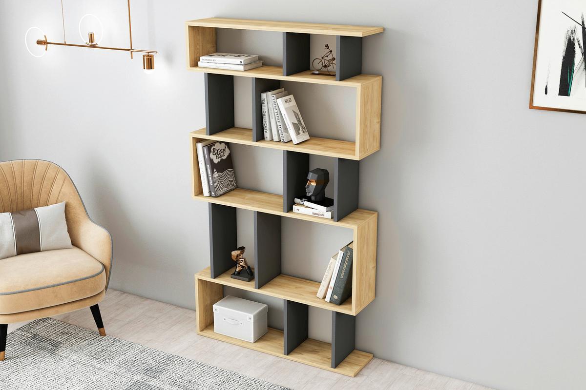 Regal Eros ca. 90x160 cm Eichefarben - Anthrazit, Design, Holzwerkstoff (90/160/22cm) - Livetastic