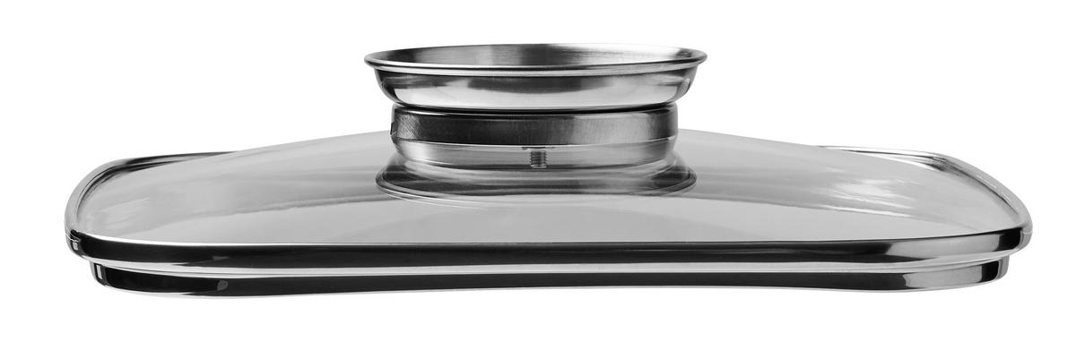 PATELNIA DO SERWOWANIA 683999 - kolor stalowy/przejrzysty, Basics, metal/szkło (24/24/10.5cm) - Homeware Profession.
