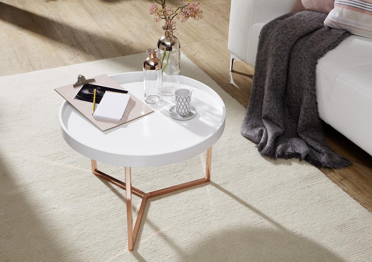 Klubska Miza Wl5.765 - bela/barve bakra, Design, kovina/leseni material (58,5/58,5/42cm) - MID.YOU