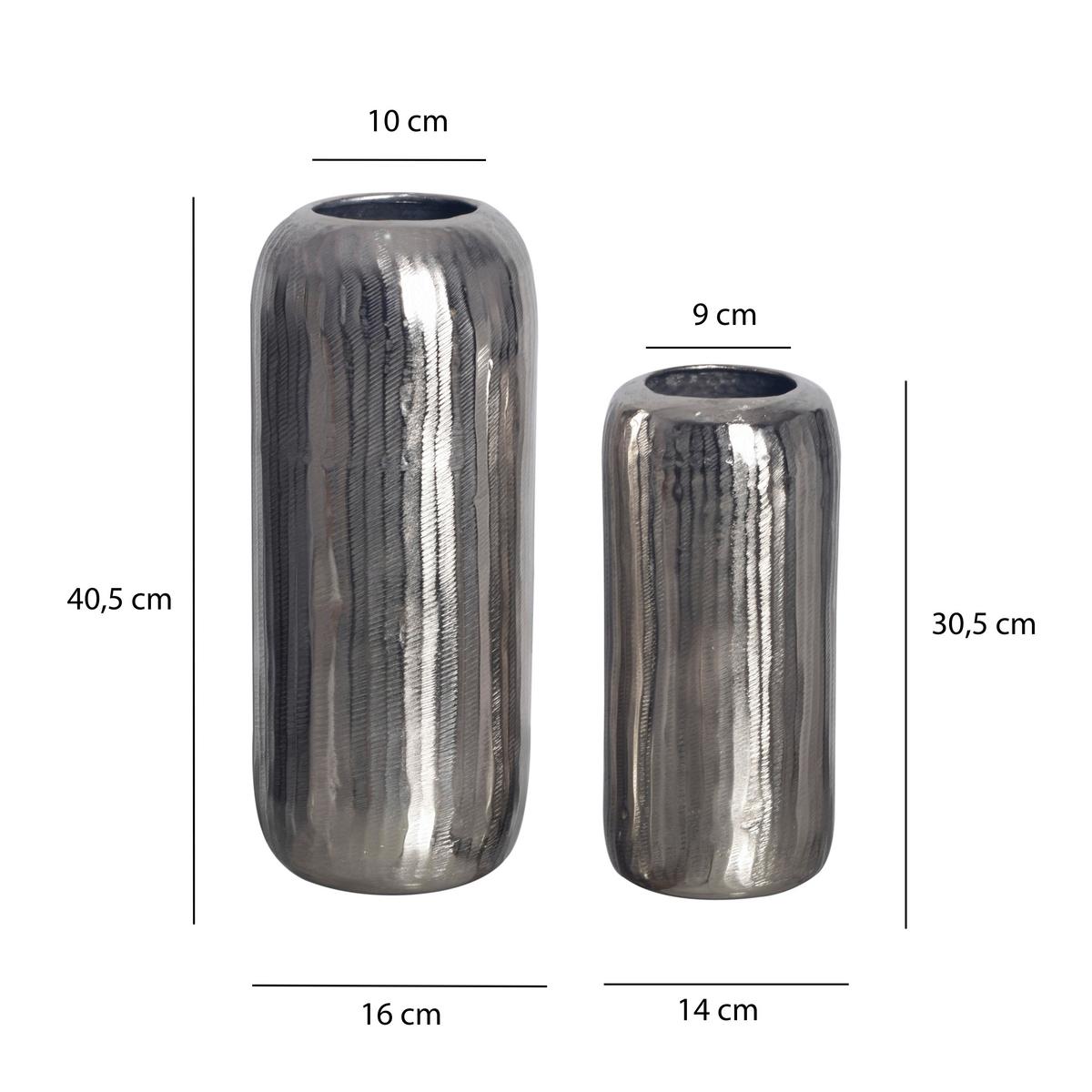 Set Dekorativnih Vaz Silver, 2 Kos - srebrne barve, Design, kovina (16/40,5/16cm) - Livetastic