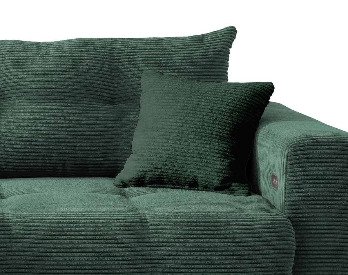 Wohnlandschaft Restato Dunkelgrün Cord - Dunkelgrün/Schwarz, MODERN, Holz/Textil (177/246cm) - MID.YOU