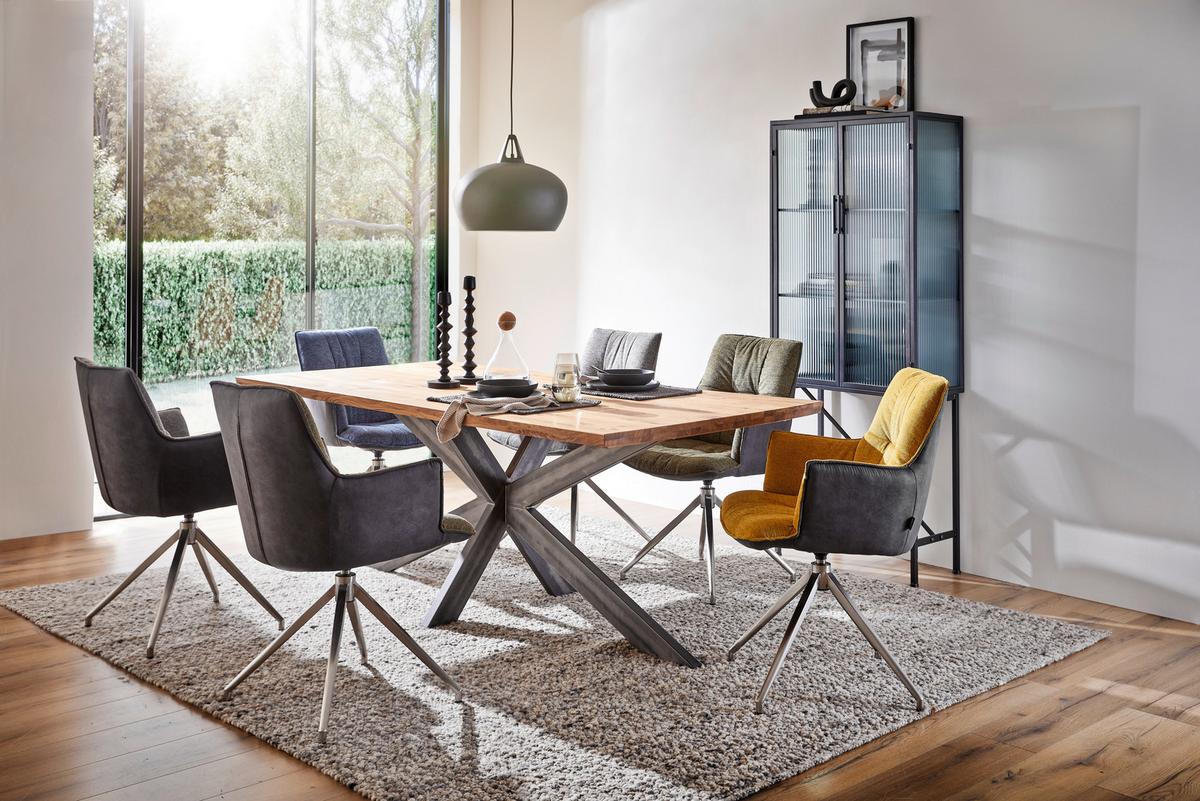 STÓŁ DO JADALNI SPIDER - kolor dębowy/czarny, Design, metal/drewno (200/100/77cm) - Linea Natura