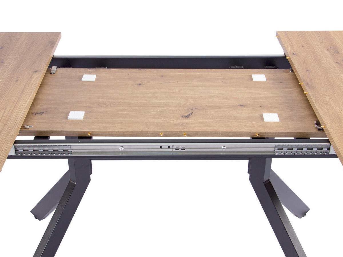 Raztegljiva Miza Jax, Barva Hrasta, Črna, 150-190x90 - črna/hrast artisan, Moderno, kovina/leseni material (150-190/90/76cm) - Livetastic