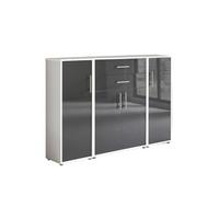 Aktenschrank Office Edition Sw Anthrazit Hochglanz/Weiß - Anthrazit Hochglanz/Weiß, MODERN, Holzwerkstoff (172,6/113,6/33cm) - MID.YOU