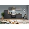 Küchenblock Merle mit Geräten ca. 270 cm Grau - Edelstahlfarben/Eichefarben, Basics, Holzwerkstoff/Metall (270cm) - Respekta