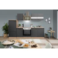 Küchenblock Merle mit Geräten ca. 270 cm Grau - Edelstahlfarben/Eichefarben, Basics, Holzwerkstoff/Metall (270cm) - Respekta