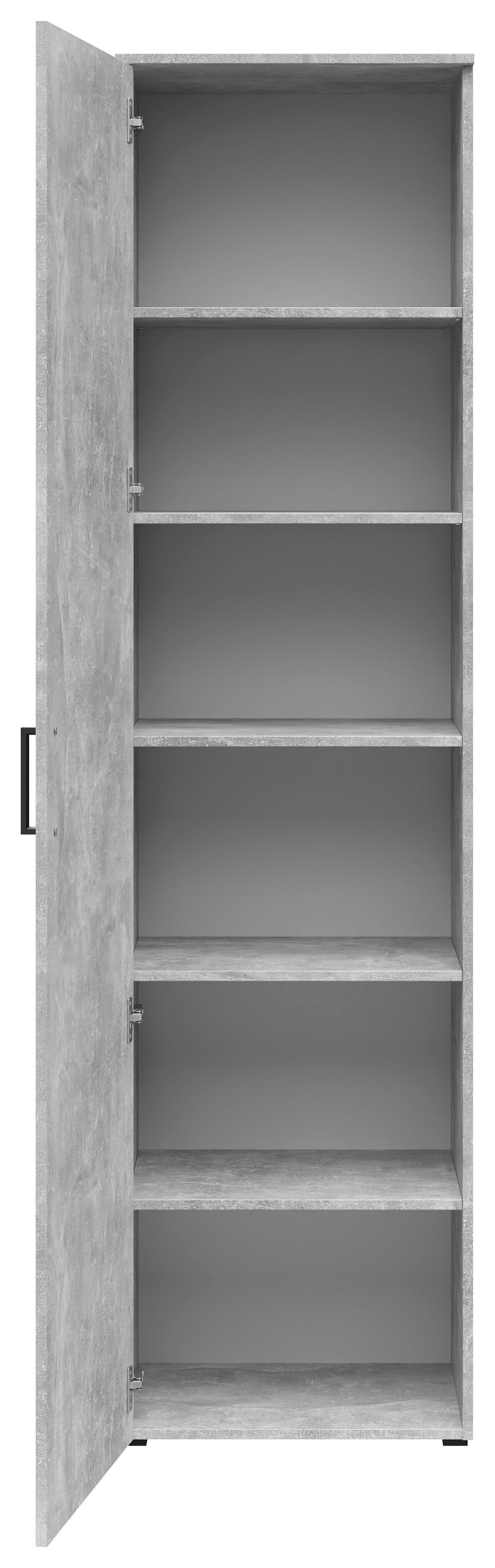 Schrank Multistauraum Betonoptik - Schwarz/Grau, MODERN, Holzwerkstoff/Kunststoff (50/195/40cm) - Mömax