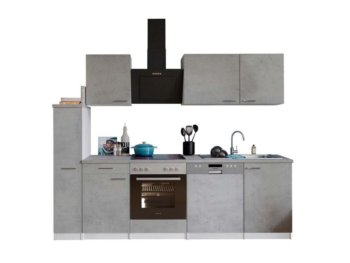 Küchenblock Malia m. Geräten Grau/Weiß - Edelstahlfarben/Weiß, Basics, Holzwerkstoff/Metall (250cm) - Respekta