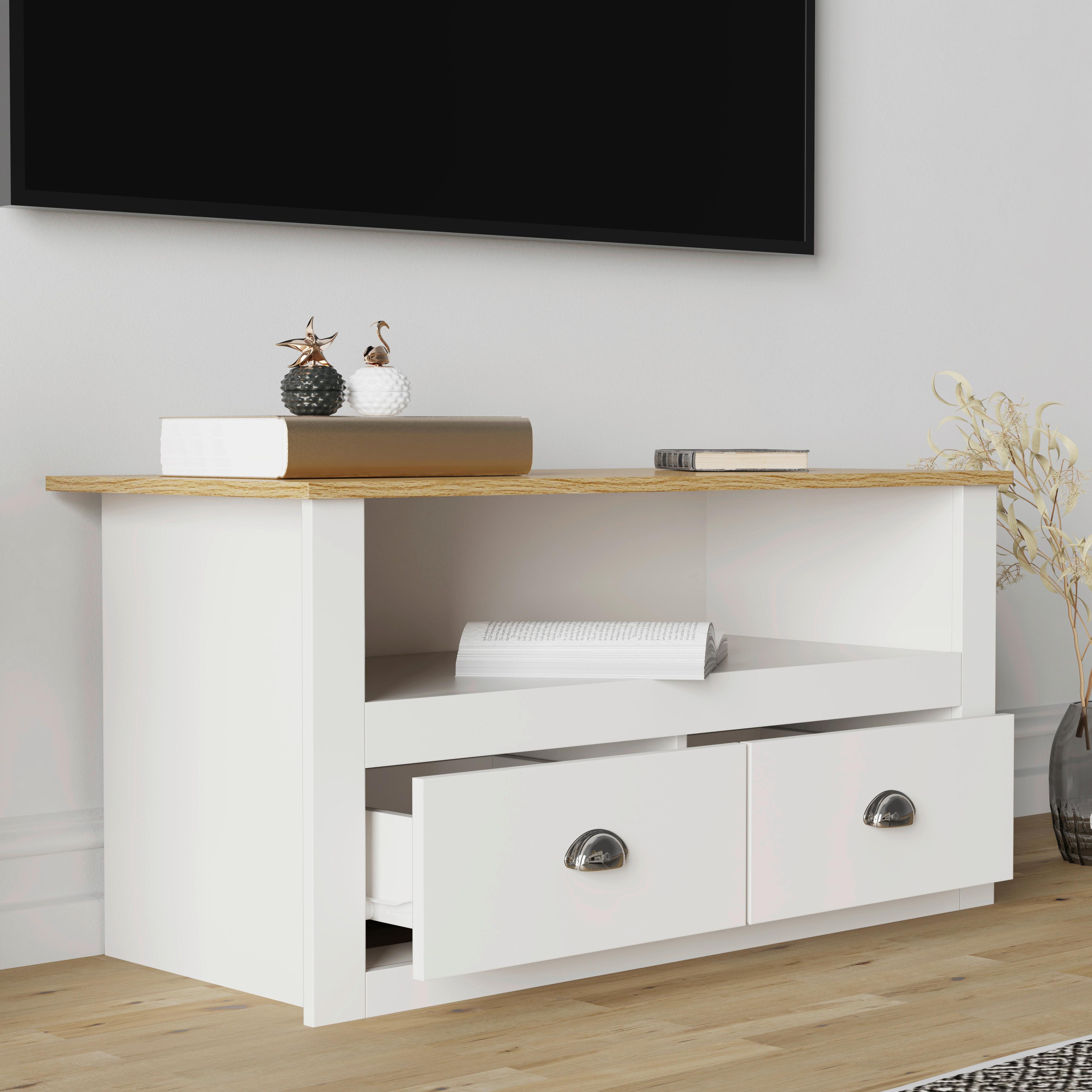 HOCHSCHRANK EDINO - Honigeiche/Weiss, Modern, Holzwerkstoff/Metall (33/185/30cm) - MID.YOU