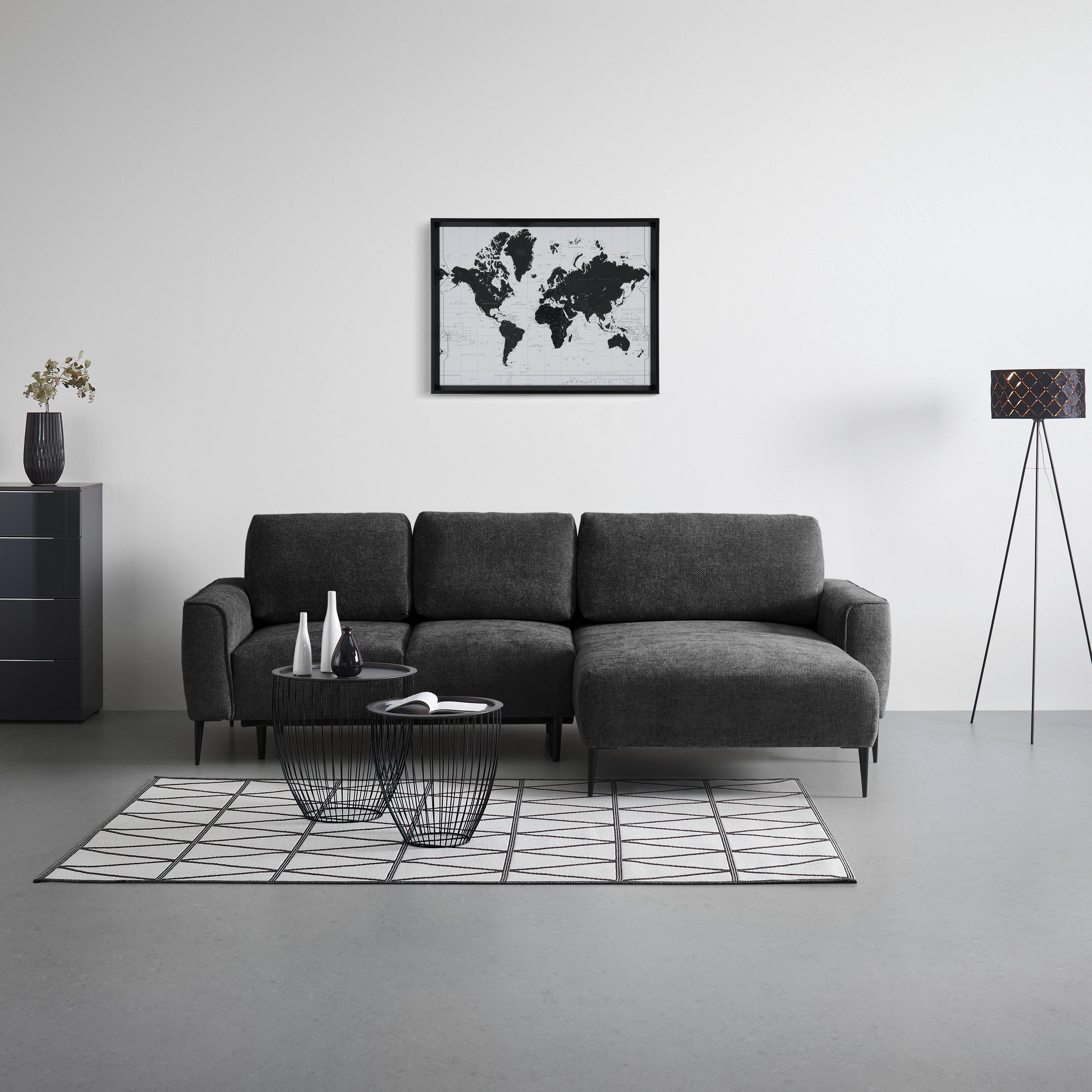 Ecksofa Custom Schwarz - Schwarz, MODERN, Textil/Metall (255/85/164cm) - Mömax