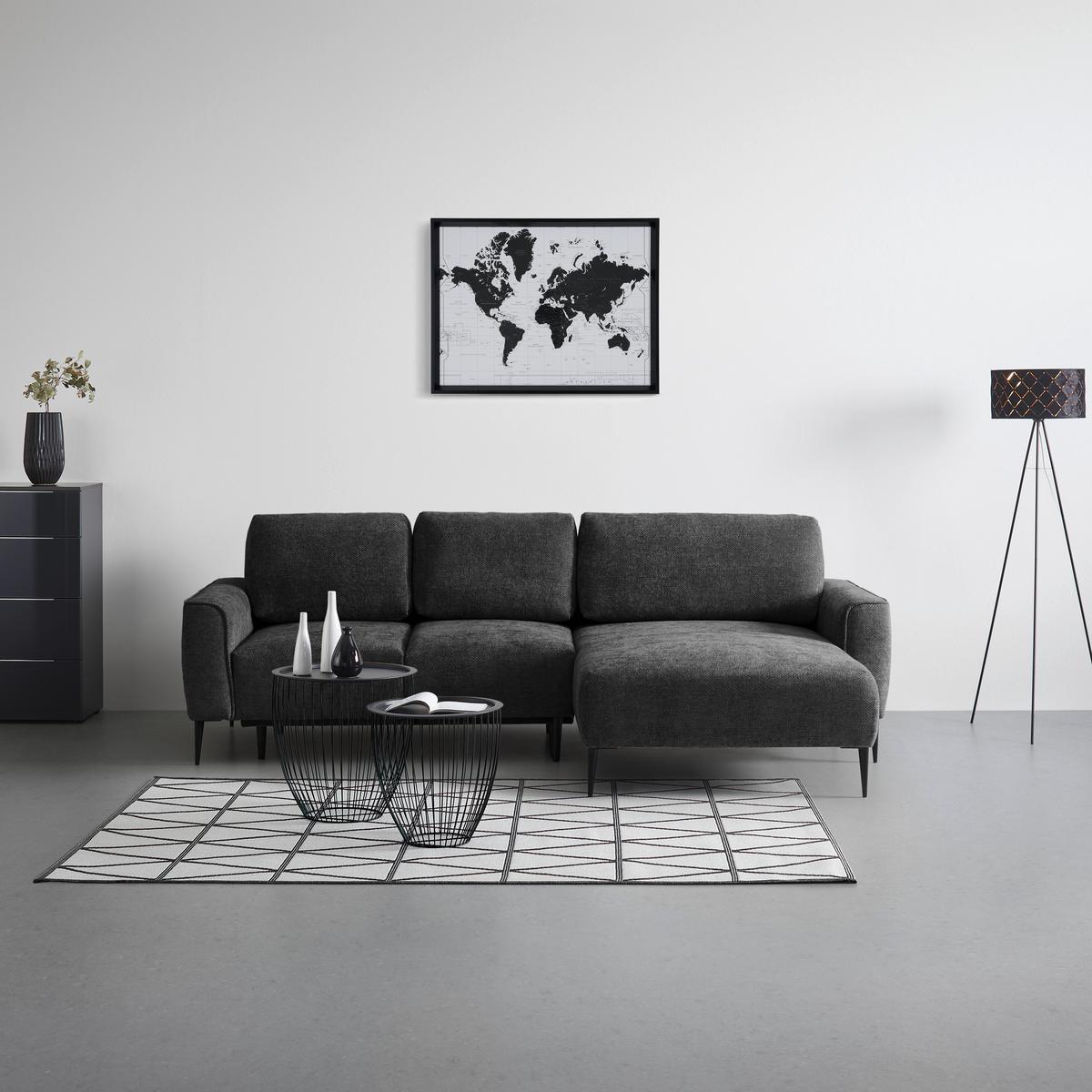 Ecksofa Custom Schwarz - Schwarz, MODERN, Textil/Metall (255/85/164cm) - Mömax