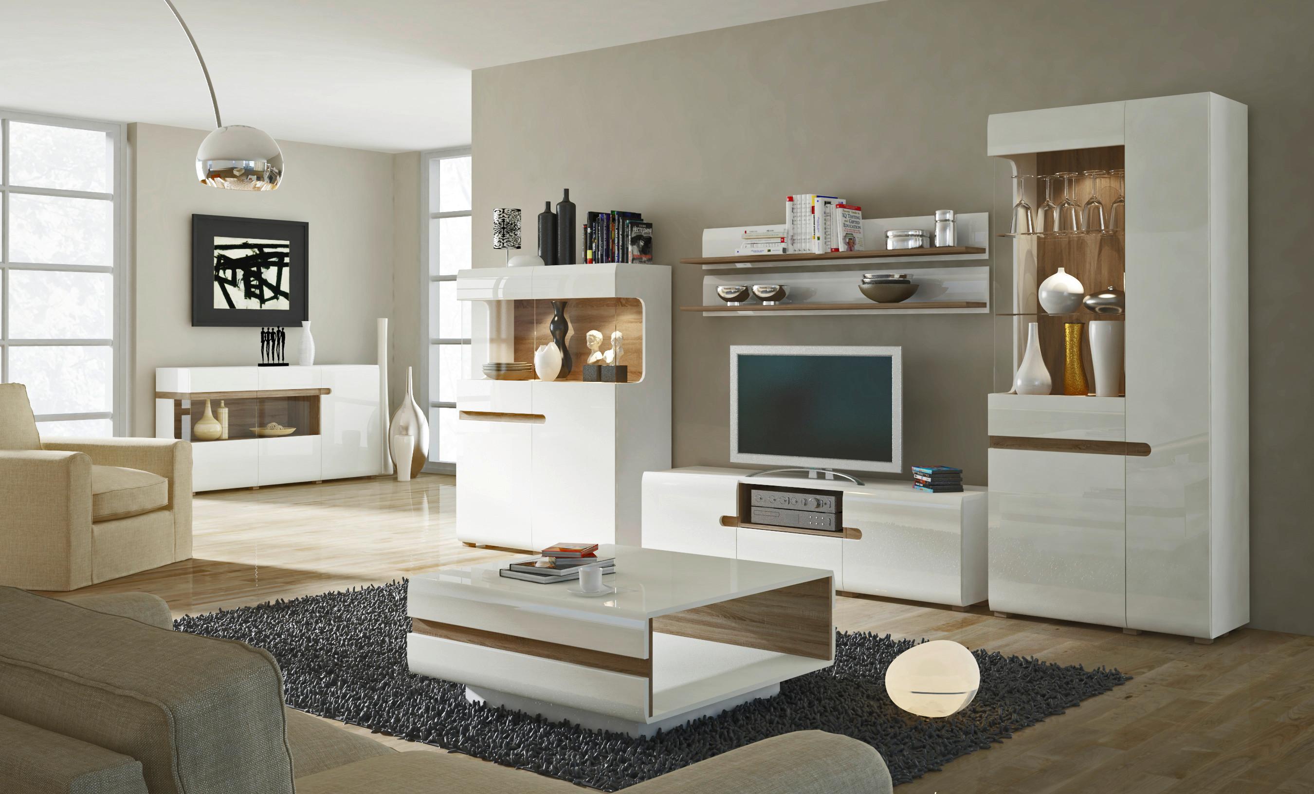 Komoda Linate - bijela visoki sjaj/crna, Moderno, drvni materijal/plastika (164/86,5/41,9cm) - Modern Living