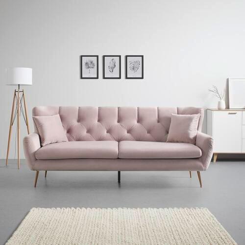 Zofa Liliana, Roza, Žamet - roza/rožnato zlata, Moderno, kovina/tekstil (227/95/93cm) - Bessagi Home